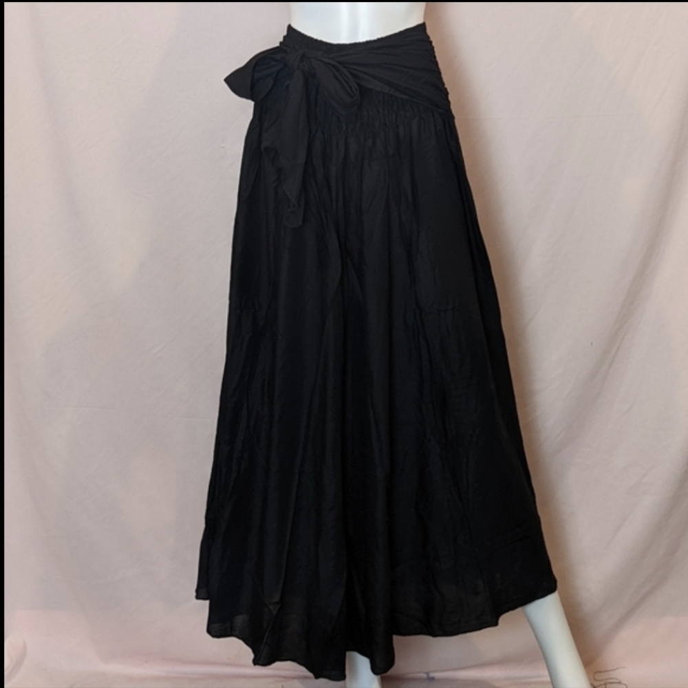 Happy Trunks Black Smocked Tie Waist Beach Maxi Skirt size 3X